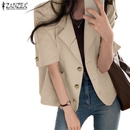 ZANZEA Women Korean Casual Suit Collar Short Sleeve Pockets Blazer