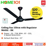 KDK Ceiling Fan 150cm w/ Regulator M60SG-BK *NO INSTALLATION*