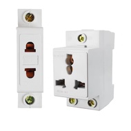 2-prong, 3-prong power outlet with aptomat rail for electrical cabinets, AC30-124 aluminum DIN rail.