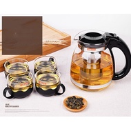 Bộ Bình Lọc Trà Thủy Tinh Tặng Kèm 4 Ly Trà Cao Cấp Lưới Lọc Inox - Lọc Trà Thủy Tinh