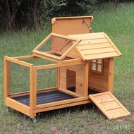 Rabbit Cage Rabbit Nest Balcony Rabbit Villa with Toilet Wheels Easy to Handle Splash-Proof Wooden House Rabbitry Rutin