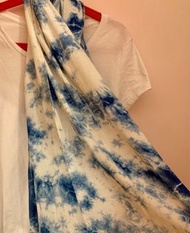 全新泰國購入 Handmade藍白文青紮染披肩 圍巾 頸巾 wrap shawl scarf