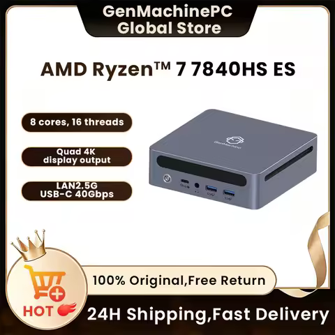 Genmachin AMD Ryzen7 7840HS Ryzen9 7940HS MINI PC Win11 DDR5 32GB 6400Mhz RAM M.2 2280 SSD WIFI6 BT5