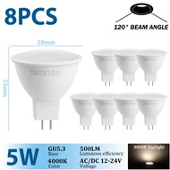 8pcs AC DC 12V 24V LED Bulb Spotlight MR16 GU5.3 Base 5W 500lm Light Spot Light Replace 50W Halogen 