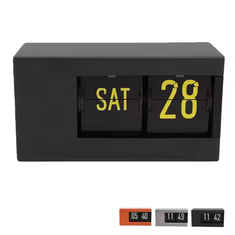 【New】Calendar Flip Clock LED Display Auto Page Turning 12 Hour AM PM Retro Perpetual Calendar Flip C