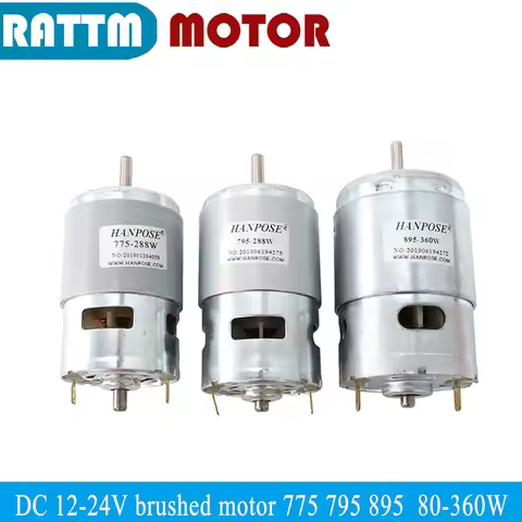 CNC 12-24V 775 795 895 DC Brushed Spindle Motor 80-360W Double Ball Bearing 4000-12000RPM Universal 