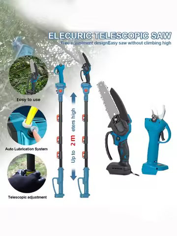 3 IN 1 Brushless Garden Power Tool 6 Inch Chainsaw Pole Saw & 3cm Pruning Shears Combo Kit For Makit