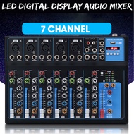 7 Channel Bluetooth DJ Mic Audio Mixer Contrl Karaoke Players LED Digital Display Music Stream Karaoke KTV Match Party 30W