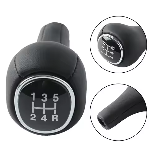 5-SPEED GEAR KNOB BLACK CHROME For FORD For FOCUS 1 I MK1 1998-2004 Car Leather Gear Shifter Head Re