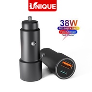UNIQUE Saver Car Charger Fast Charging Dual USB A & USB-C Type C Fast Charging Car Charger/ Dual USB
