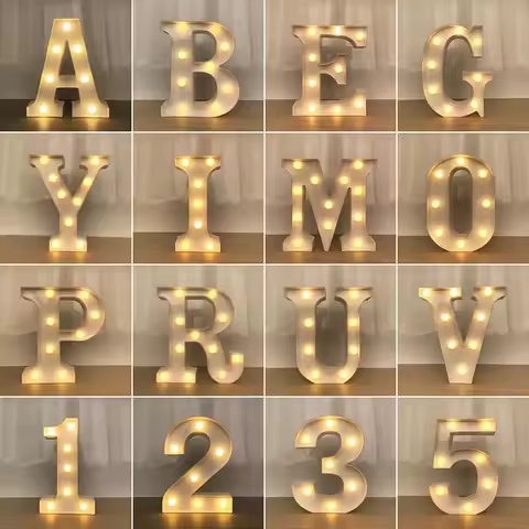 16CM Luminous LED Letter Night Light 26 English Alphabet Number Battery Lamp Diwali Romantic Wedding