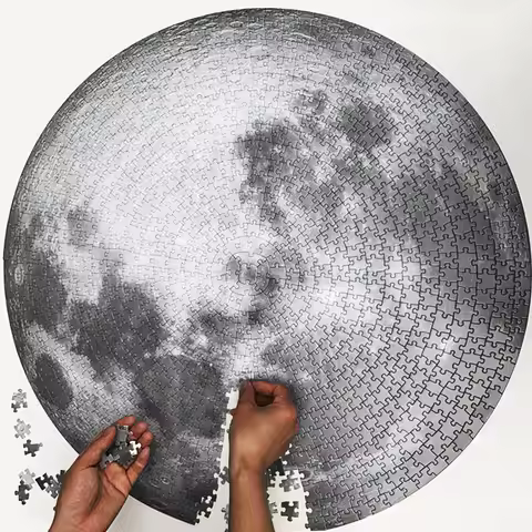 Funny Adult Round Puzzle 1000 Pcs Moon Challenge Games Learning Educational Puzzle Moon Puzzle Space