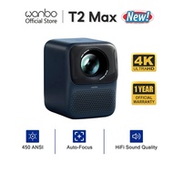 Wanbo T6 max Projector 4K Full HD โปรเจคเตอร์ โปรเจคเตอร์พกพา Android 9.0 แก้ไขภาพบิดเบี้ยวอัตโนมัติ