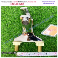 Vòi chậu 2 chân KAG-KLN02 D 11cm đồng thau Crome bóng hàng cao cấp vòi lavabo nóng lạnh chậu âm đá đ