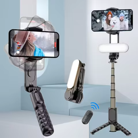 FANGTUOSI Q09 Gimbal Stabilizer Selfie Stick Tripod Gimbal 360 Rotation Following Shooting Mode with