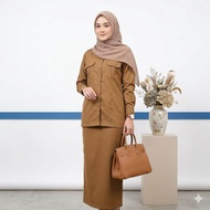 Baju setelan seragam pemda khaki terbaru model gamis dan rok span seragam ASN pdh terbaru