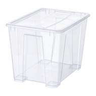 SAMLA 22 L Storage Box with Lid, size 39x28x28 cm, Transparent