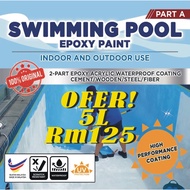 SWIMMING POOL EPOXY PAINT • 5 LITER • Heavy Duty • Epoxy Acrylic Waterproof Coating • Kolam Renang G