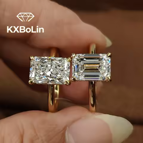 1/2/3ct Emerald Cut Solitaire Moissanite Diamond Engagement Ring with Certificate 925 Sterling Silve