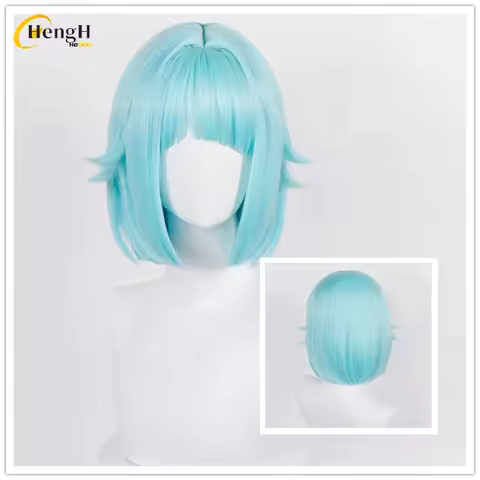 In Stock Synthetic Anime Shino Hajime Cosplay Wig Short 40cm Ice Blue Cosplay Anime Wig Heat Resista