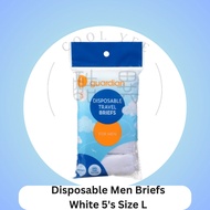 5pcs Guardian Disposable White Men Underwear Briefs Size L, 100% Cotton Portable Brief Panties for T