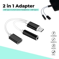 Robotsky Adapter 2 in 1 USB Type C to AUX 3.5mm Headphone+USB Type C - S-K06