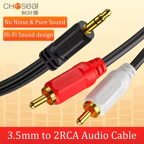 CHOSEAL RCA to 3.5mm Cable 2RCA Male to Aux Audio Stereo RCA Cord Adapter for Smartphones MP3 Tablet