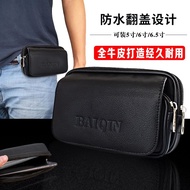 Leather phone bags man purse multi-functional site work cross section 5.0 i真皮手机包男腰包多功能工地工作横款5.0寸6.5寸