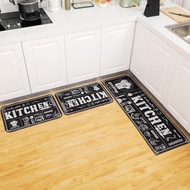 Sinmoe 3 Pcs Kitchen Rug Set Non Skid Thick Black Kitchen Rugs and Mats Stain Resistant Anti Fatigue