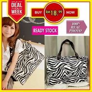 ZEBRA PRINT TOTE BAG WOMAN PU LEATHER SHOULDER BAG LARGE TOTE (BLACK) BA269