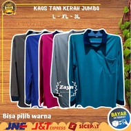 Kaos Atasan Kerja Polos Krah Baju Kerah Brondong Proyek Lengan Panjang Pria Laki Laki Dewasa Jumbo X