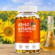 ️ Sunshine Vitamin D3+K2 Soft Capsules, MK-7 High Biological Utilization Rate, Vegetarian Edible, Un