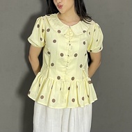 ByNeeth Blushy Collar Top - Polkadot Top - Coquette Top