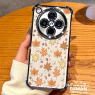 Autumn Maple Leaf Plating Frame Phone Case For Huawei Nova Y91 Y90 Y73 Y63 Y61 5 Pro P50E P30 Lite P