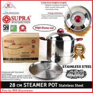MERAH SUPRA steamer deep pot 28cm 16qt stainless hi dome lid glass / red boiling cooking steamer sto