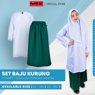 𝐏𝐎𝐖𝐄𝐑 𝐂𝐀𝐓 Baju Kurung Pasang Set Putih Nila Sekolah Agama KOSHIBO Uniform Baju Kurung Kain Kurung po