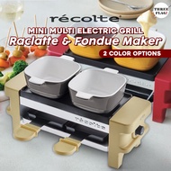 recolte Mini Multi Electric Grill Raclatte &amp; Fondue Maker Melt - Beige, Red