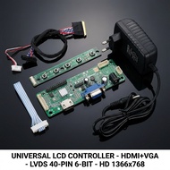 LAYAR Laptop Screen Driver Board Kit to Monitor - HDMI VGA LVDS 40 Pin 1366x768