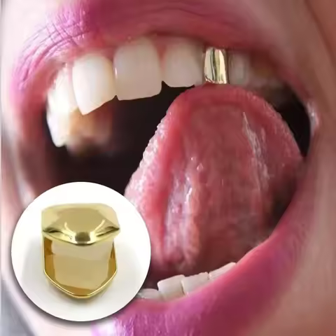 TOPGRILLZ 4 Colors Custom Fit HipHop Single Tooth Top Bottom Dental Grill Teeth Caps For Cosplay Hal