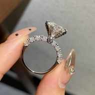 High-End White Moonlight Moissanite Ring Explosive Flash 925 Silver AU750 Plated Ring Elegant Fashio