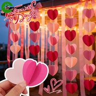 [H&L]Valentine's Day 3D Ribbon, Pink and Burgundy Red Heart Decor for Romantic Party Decoration, Pap