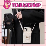 [ Has iPhone 1 7 ] Ip Pro camera case white - black with crossbody wallet bag with adjustable strap 