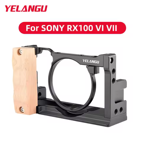 YELANGU Camera Cage Rig Kit for SONY RX100 VI VII with Cold Shoe Mount 1/4 3/8 Screw Hole Arri Locat