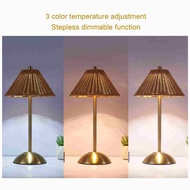 Cordless Boho Rattan Table Lamp 2W PC Rattan Weaving Rechargeable Desk Lamp Energy Saving Eye Care 6