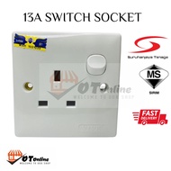 (SIRIM) 13A Single Switch Socket Outlet 13A Switch Wall Socket 13A 3 Pin Socket Plug