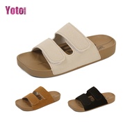 YOTO Women's Comfortable Outdoor Sandals Velcro Slides Casual Breathable Non-slip Flat Sandals