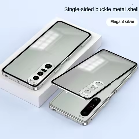 For Sony Xperia 1 IV 1IV 5G Case Metal Bumper with Single-sided Clear Matte Hard Back Cover Phone Ca