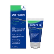 Differin Acne Face Wash with 5% Benzoyl Peroxide, Daily Deep Cleanser by the makers of Differin Gel,