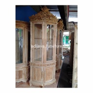 lemari sudut jati ukir lemari etalase kayu kaca lemari tas kaca