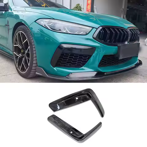 For BMW M8 F91 F92 F93 Real Carbon Fiber Front Bumper Wind knife Splitter Spoiler Air Knife Tuyere U